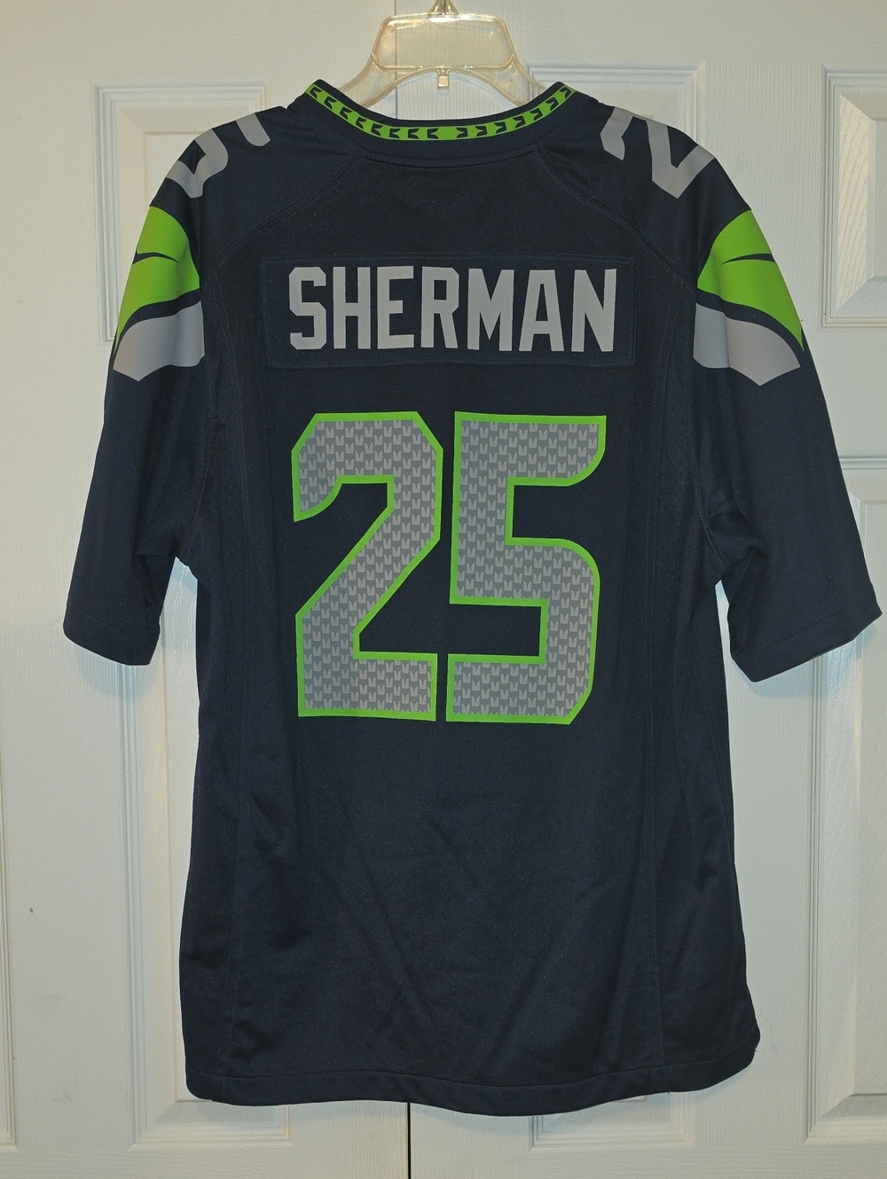 Seattle Seahawks Men's Navy & Lime Football Jersey - #25 Sherman